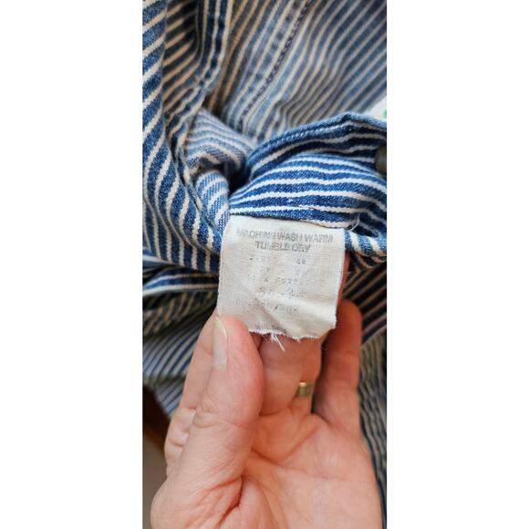 True Vtg 1950-1960's DeeCee Sanforized Orange Strap, Engineer Stripe Overalls - Picture 12 of 12